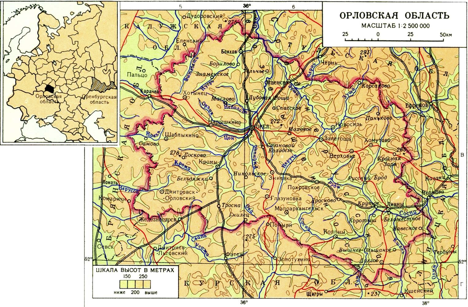 Карта россии с городами орел