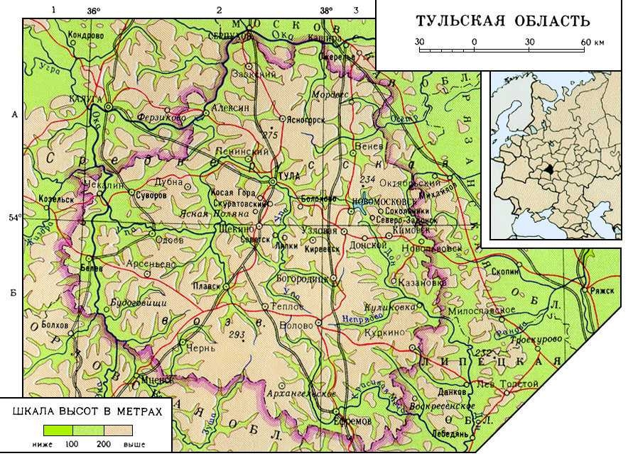 Тула карта россии с городами и областями