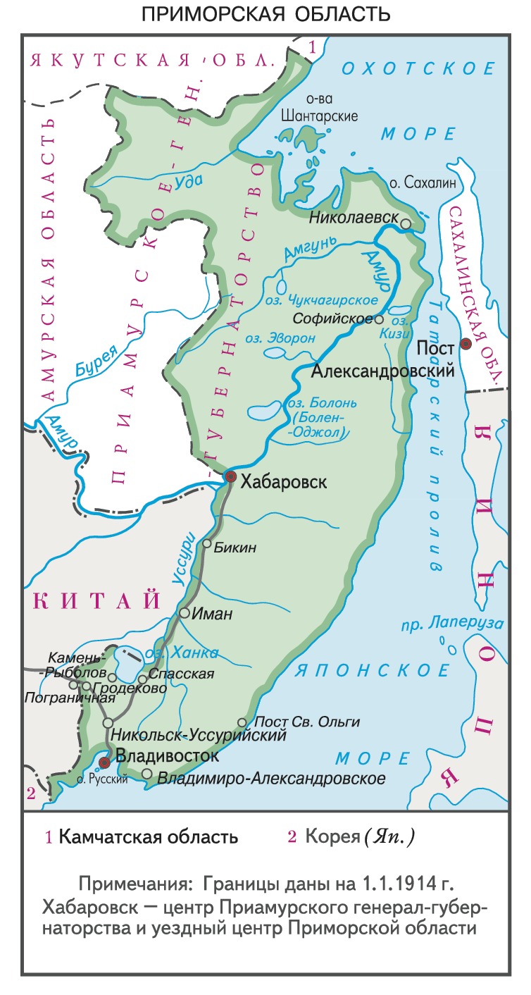 Уссурийское казачье войско карта
